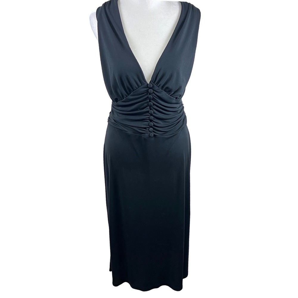 Gharani Strok Designers at Debenhams Black Ruched V-Neck Midi Dress Womens‎ 14